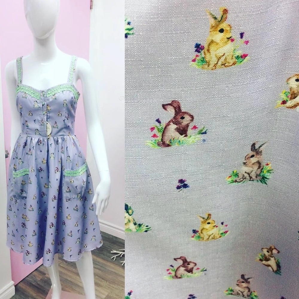 Lindy Bop Lavender Dress with Bunny Print